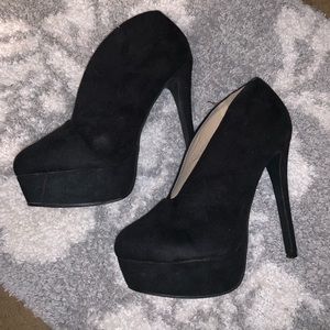 Black Suede Platform Heels